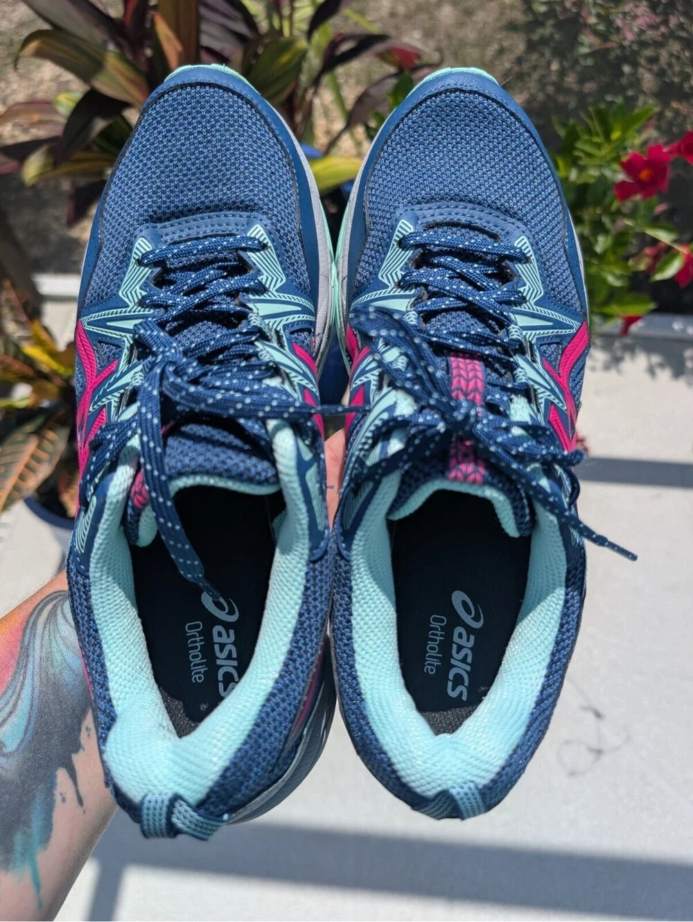 ASICS GEL-Venture 8 Blue Pink Women's Size 11.5 W Wide Trail Running Shoes